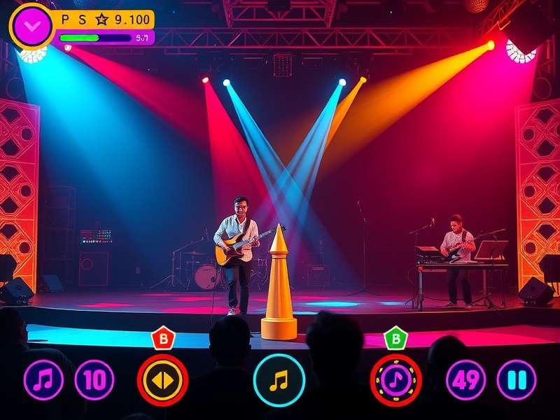 Taal Trail game screenshot showing colorful rhythm gameplay